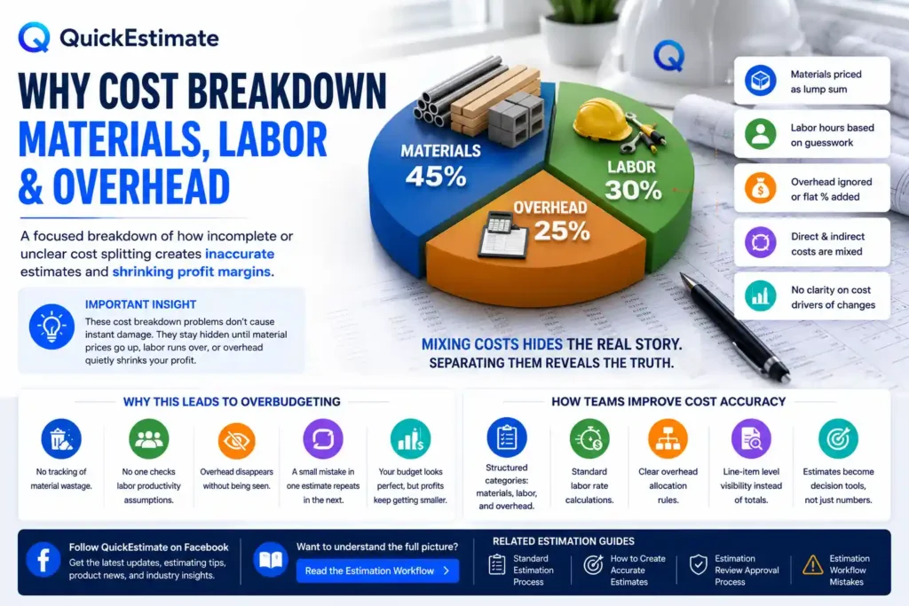 Cost breakdown materials labor overhead