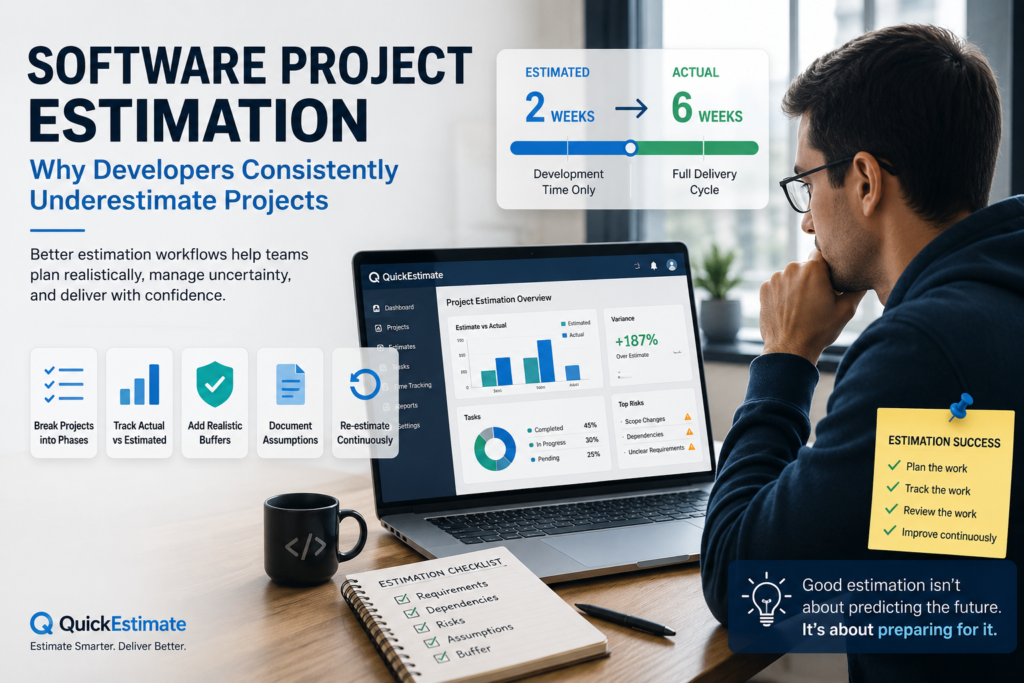 Software project estimation workflow dashboard