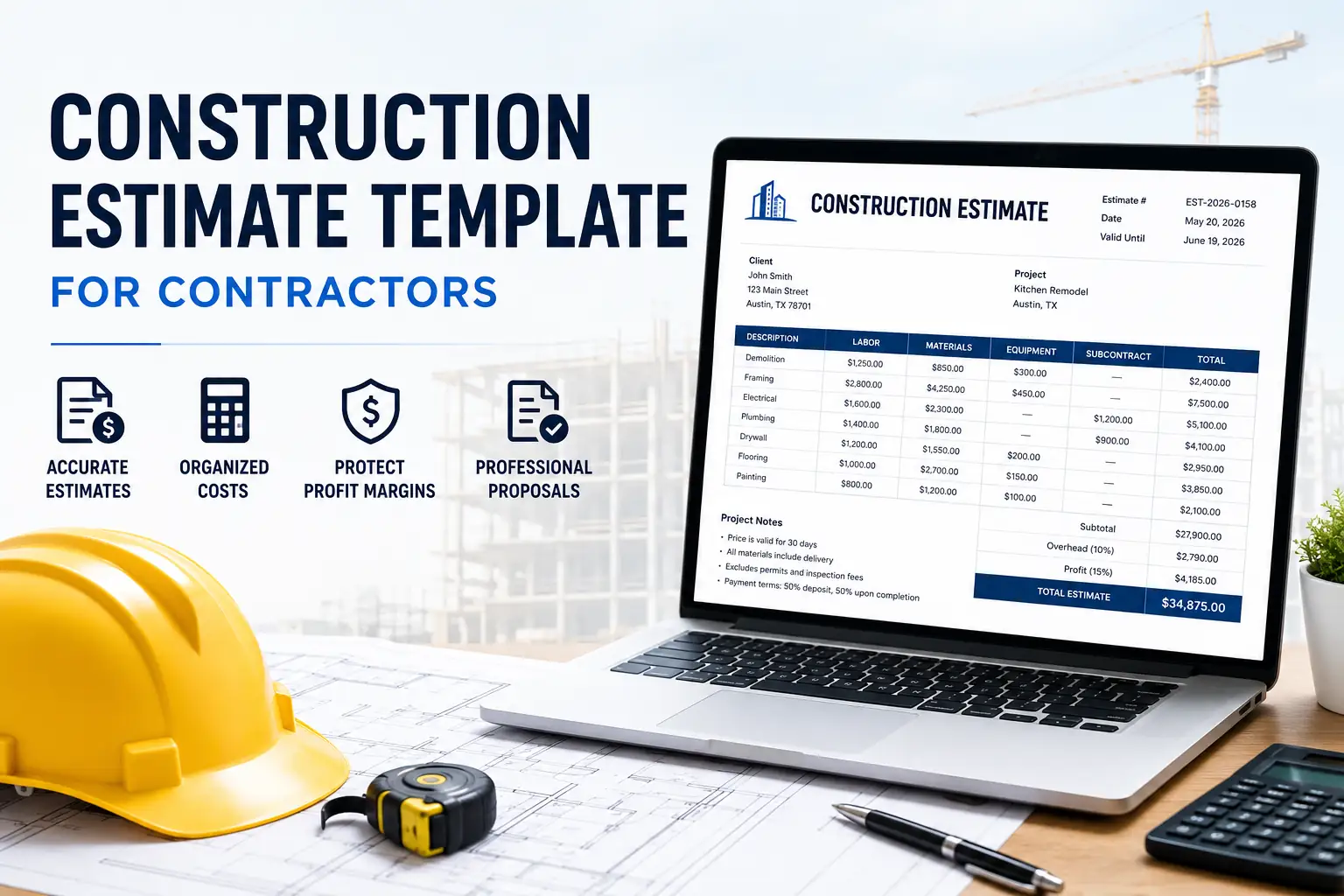 Best Construction Estimate Template for Contractors in 2026