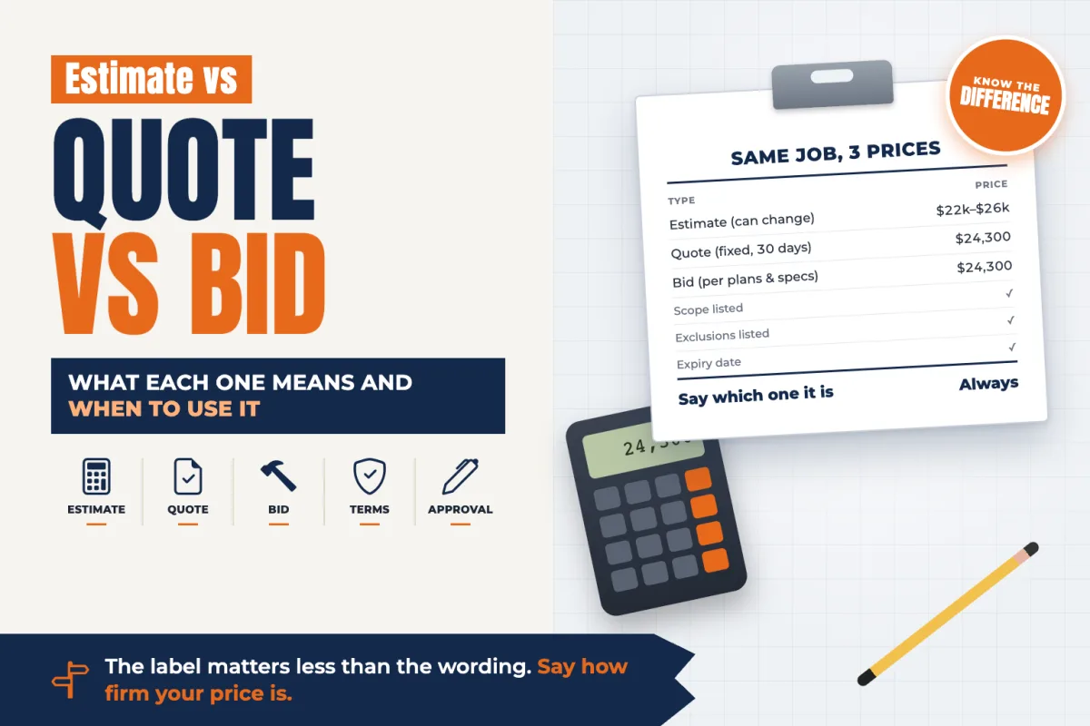 Estimate vs Quote vs Bid: What’s the Difference for Contractors?